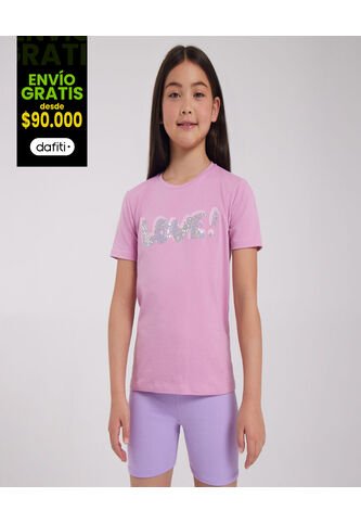 Camiseta Para Niña Manga Corta Color Rosado  Marca Ostu #90090146 Ostu