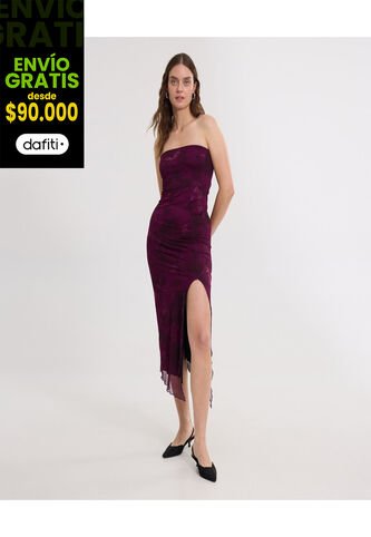 Vestido Para Mujer M/Sisa Medio Color Vino Marca Ostu #40170326 Ostu