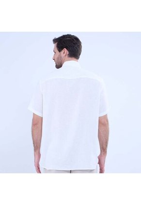 Camisa Para Hombre Manga Corta Con Bolsillo Color Crema Marca Ostu #60010755