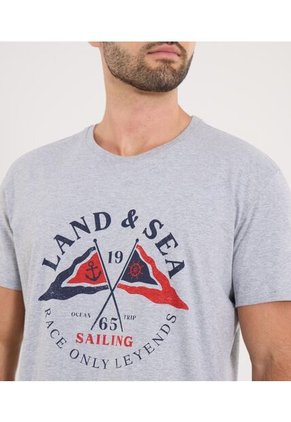 Camiseta Para Hombre Manga Corta Cuello Redondo Color Gris Marca Ostu #60091901