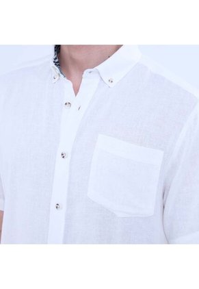 Camisa Para Hombre Manga Corta Con Bolsillo Color Crema Marca Ostu #60010755