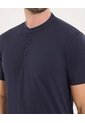 Polo Para Hombre Cuello Mao Sin Bolsillo Color Azul  Marca Ostu #60110511 de Ostu