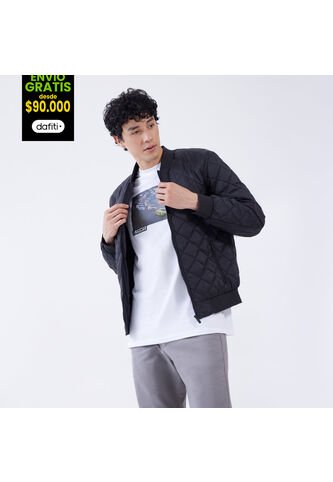 Chaqueta Para Hombre Bomber Color Negrocarbon Marca Ostu #60080107 Ostu