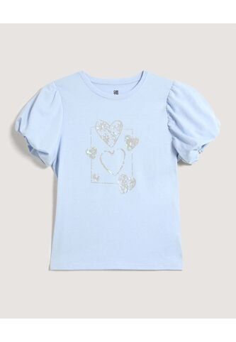 Camiseta Infantil Niña Manga Corta Cuello Redondo Color Celeste Marca Ostu #90090325 Ostu