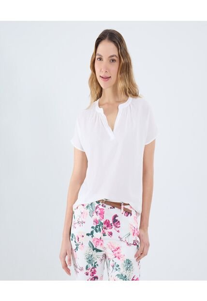 Blusa Para Mujer Manga Corta Color Crudo Marca Ostu #40121142