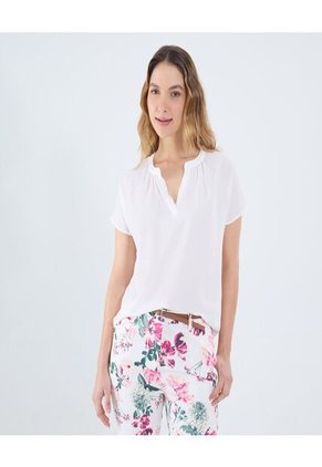 Blusa Para Mujer Manga Corta Color Crudo Marca Ostu #40121142