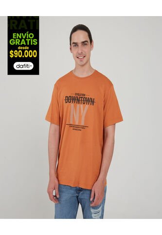 Camiseta Para Hombre Manga Corta Color Café  Marca Ostu #60091049 Ostu