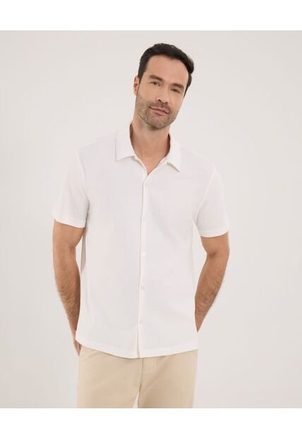 Camisa Para Hombre Manga Corta Sin Bolsillo Cuello Casual M Color Crema Marca Ostu #60010885