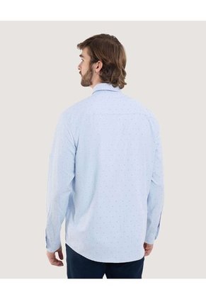 Camisa Para Hombre Manga Larga Con Bolsillo Cuello Casual M Color Azul Marca Ostu #60010857