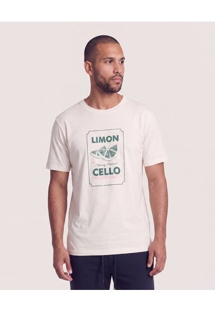 Camiseta Regular Estampado Limón  Para Hombre Marfil Ostu