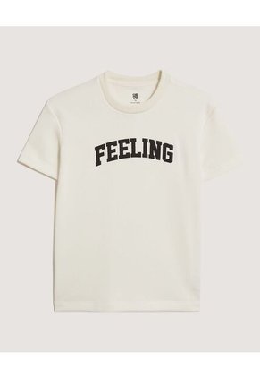 Camiseta Infantil Niño Manga Corta Cuello Redondo Color Crema Marca Ostu #80090315