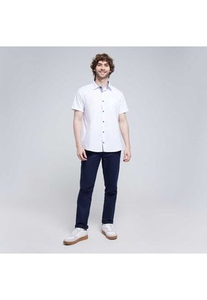 Camisa Para Hombre Manga Corta Con Bolsillo Color Blanco Marca Ostu #60010698