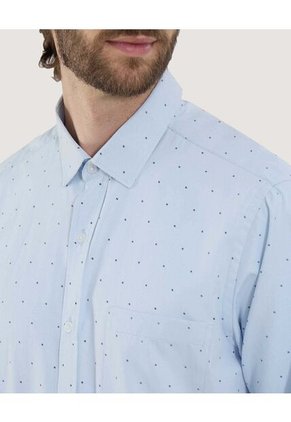 Camisa Para Hombre Manga Larga Con Bolsillo Cuello Casual M Color Azul Marca Ostu #60010857