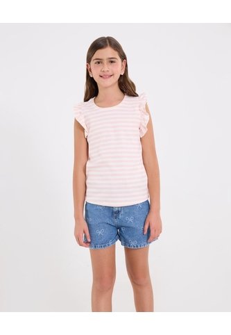 Camiseta Infantil Niña Manga Sisa Cuello Redondo Color Rosado Marca Ostu #90090301 Ostu