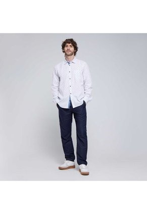 Camisa Para Hombre Manga Larga Con Bolsillo Color Blanco Marca Ostu #60010684