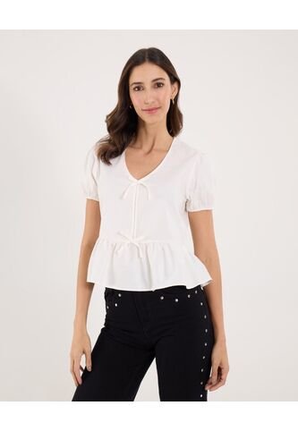 Blusa Para Mujer Manga Corta Color Blanco Marca Ostu #40121197 Ostu