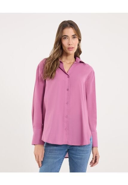 Camisa Para Mujer Manga Larga Color Morado Marca Ostu #40010329