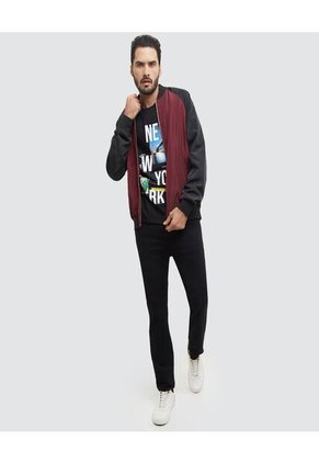 Chaqueta Para Hombre Bomber Color Vino Marca Ostu #60080083