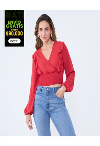 Blusa Para Mujer Manga Larga Color Rojo Marca Ostu #40120877 Ostu