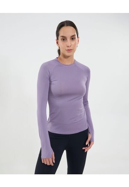 Camiseta Para Mujer Manga Larga Cuello Redondo Color Lila Marca Ostu #40092520
