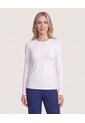 Camiseta Texturizada Manga Larga  Para Mujer Blanco Ostu de Ostu