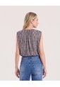 Camiseta Manga Sisa Estampado Plumas  Para Mujer Negro Ostu de Ostu