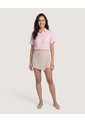 Falda Short Mini Checks  Para Mujer Beige Ostu de Ostu