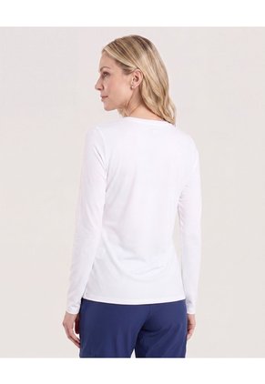 Camiseta Texturizada Manga Larga  Para Mujer Blanco Ostu