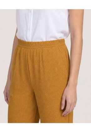 Pantalón Ancho Con Pretina Elástica  Para Mujer Mostaza Ostu