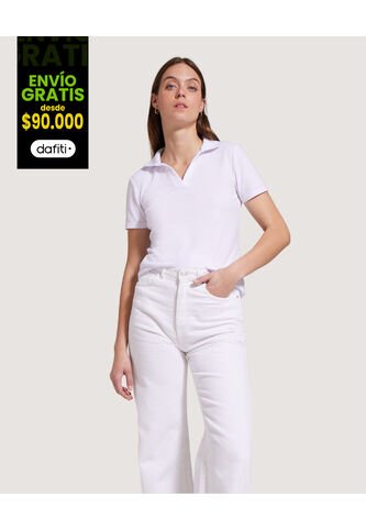Polo Para Mujer Manga Corta Color Blanco Marca Ostu #40110137 Ostu