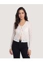 Camiseta Mesh Lace Up  Para Mujer Crema Ostu de Ostu