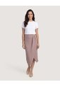 Falda Midi Textura Cruzada  Para Mujer Café Ostu de Ostu
