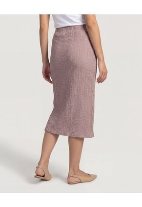 Falda Midi Textura Cruzada  Para Mujer Café Ostu