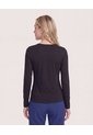 Camiseta Texturizada Manga Larga  Para Mujer Negro Ostu de Ostu