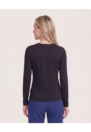 Camiseta Texturizada Manga Larga Para Mujer Negro Ostu