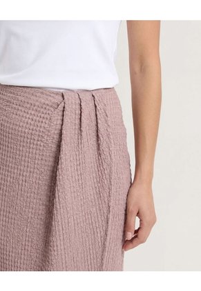 Falda Midi Textura Cruzada  Para Mujer Café Ostu