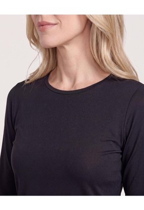 Camiseta Texturizada Manga Larga Para Mujer Negro Ostu