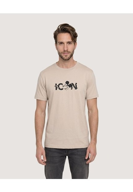 Camiseta Mickey Mouse Icon  Para Hombre Beige Ostu