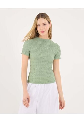 Camiseta Para Mujer Manga Corta Cuello Alto Color Verde Marca Ostu #40092622 Ostu