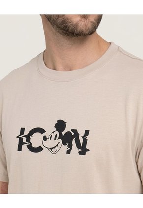 Camiseta Mickey Mouse Icon  Para Hombre Beige Ostu