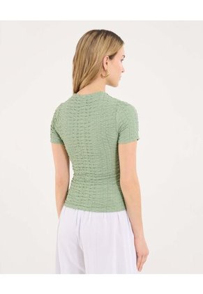 Camiseta Para Mujer Manga Corta Cuello Alto Color Verde Marca Ostu #40092622
