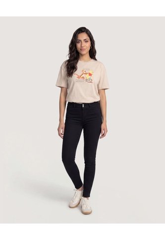 Camiseta Pooh Ride  Para Mujer Beige Ostu Ostu