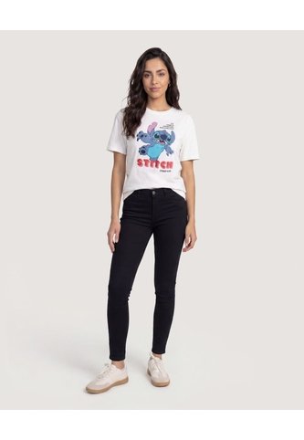Camiseta Stitch Attack  Para Mujer Crema Ostu Ostu