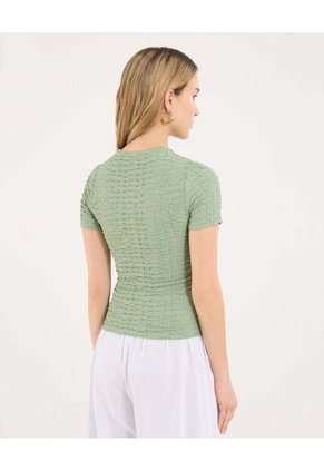 Camiseta Para Mujer Manga Corta Cuello Alto Color Verde Marca Ostu #40092622