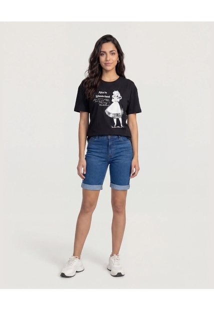Camiseta Alice Vintage  Para Mujer Negro Ostu
