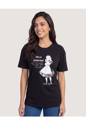 Camiseta Alice Vintage  Para Mujer Negro Ostu
