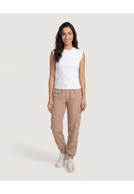 Camiseta Estampada Manga Sisa  Para Mujer Crema Ostu