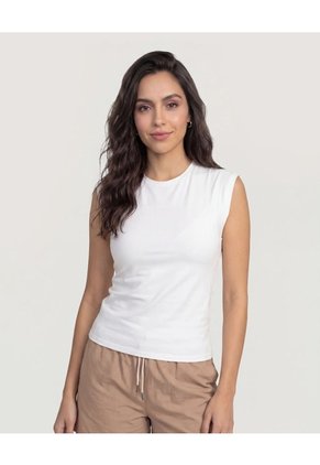 Camiseta Estampada Manga Sisa  Para Mujer Crema Ostu