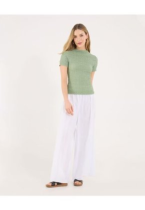 Camiseta Para Mujer Manga Corta Cuello Alto Color Verde Marca Ostu #40092622