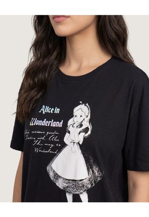 Camiseta Alice Vintage  Para Mujer Negro Ostu